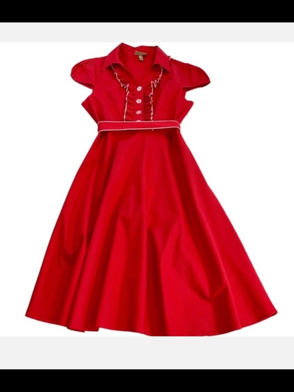 Lindy Bop Bright Red Cotton Blend Dress - Picture 3 of 7